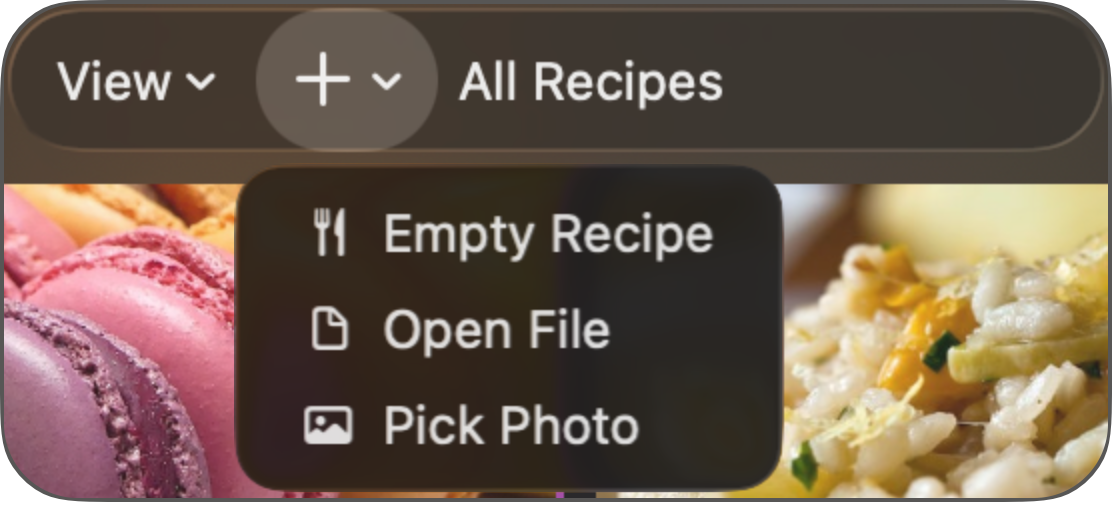 Import from Photo in Cookery for Mac