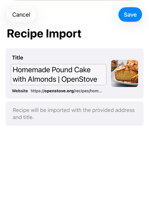 Image showing the recipe browser import view
