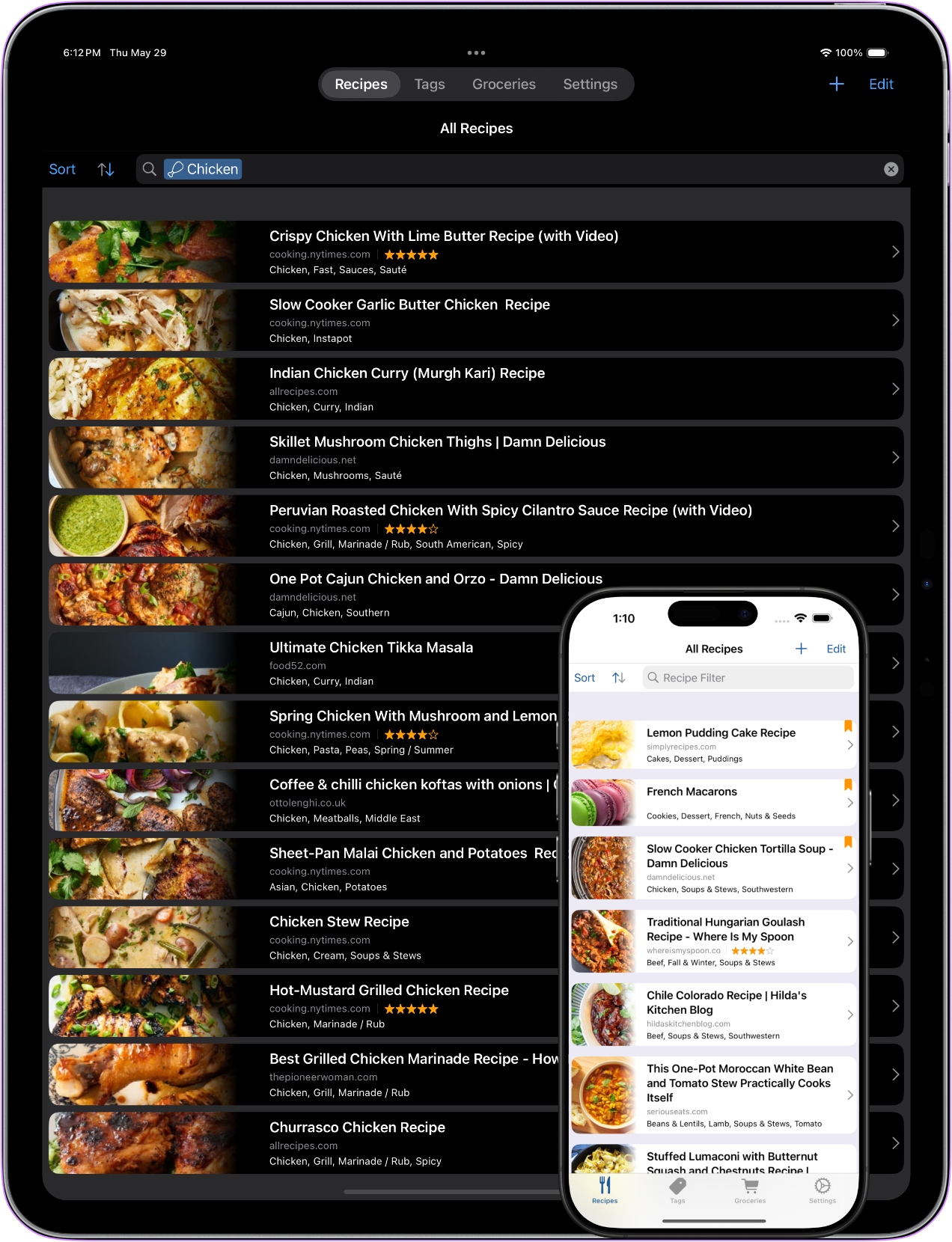 Image showing grocery list feature of Cookery
